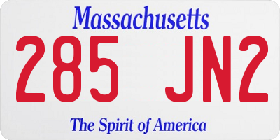 MA license plate 285JN2