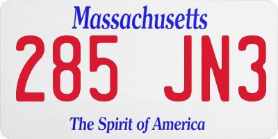 MA license plate 285JN3