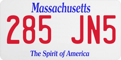 MA license plate 285JN5