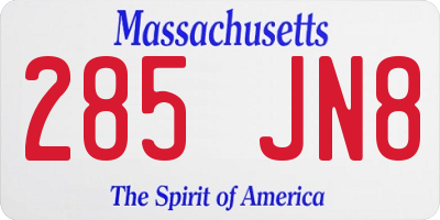 MA license plate 285JN8