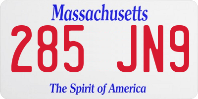MA license plate 285JN9