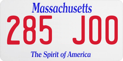 MA license plate 285JO0