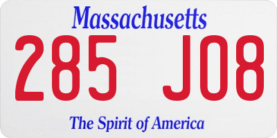 MA license plate 285JO8