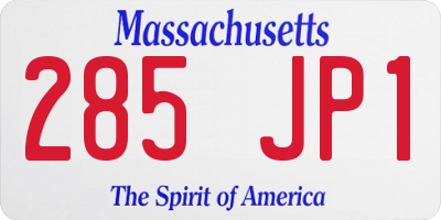 MA license plate 285JP1