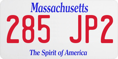 MA license plate 285JP2