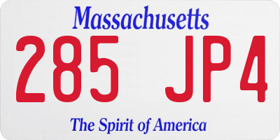 MA license plate 285JP4