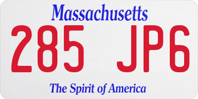 MA license plate 285JP6