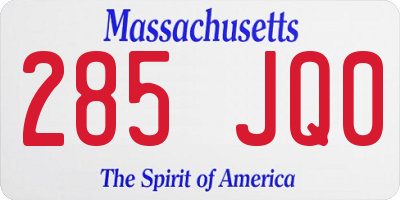 MA license plate 285JQ0