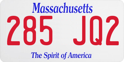 MA license plate 285JQ2