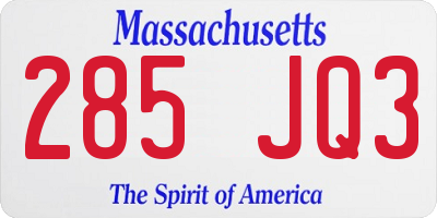 MA license plate 285JQ3