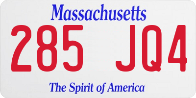 MA license plate 285JQ4