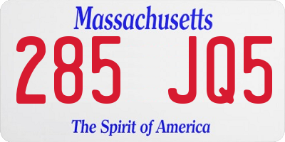 MA license plate 285JQ5