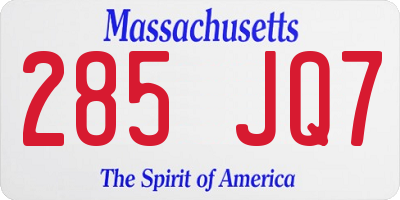 MA license plate 285JQ7