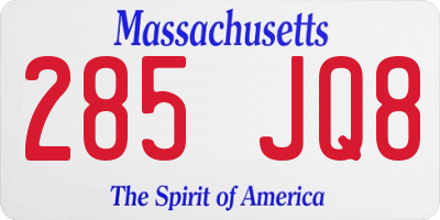 MA license plate 285JQ8