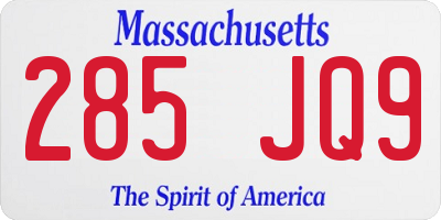 MA license plate 285JQ9