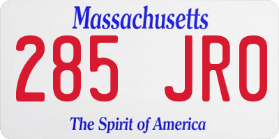 MA license plate 285JR0