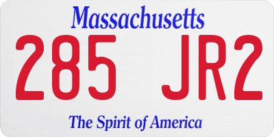 MA license plate 285JR2