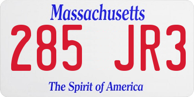 MA license plate 285JR3