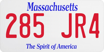 MA license plate 285JR4