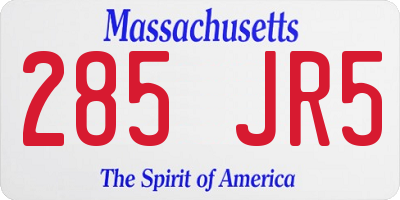 MA license plate 285JR5