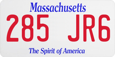 MA license plate 285JR6