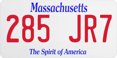 MA license plate 285JR7