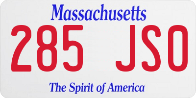 MA license plate 285JS0