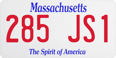 MA license plate 285JS1