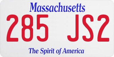 MA license plate 285JS2