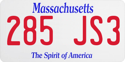 MA license plate 285JS3