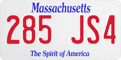 MA license plate 285JS4