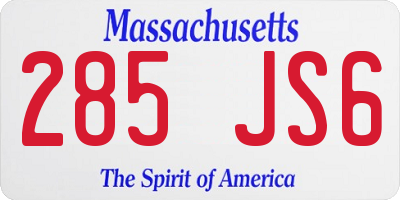 MA license plate 285JS6