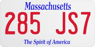 MA license plate 285JS7