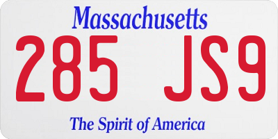 MA license plate 285JS9