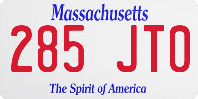 MA license plate 285JT0