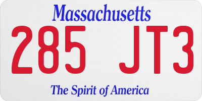 MA license plate 285JT3