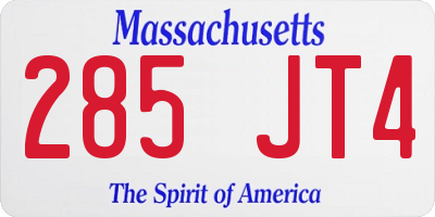 MA license plate 285JT4