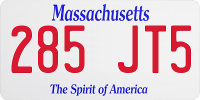 MA license plate 285JT5