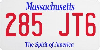 MA license plate 285JT6