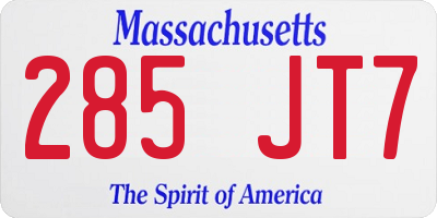 MA license plate 285JT7