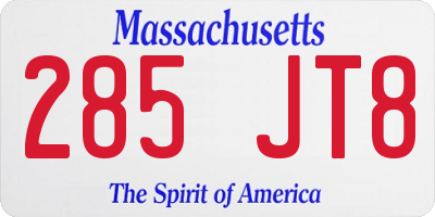 MA license plate 285JT8