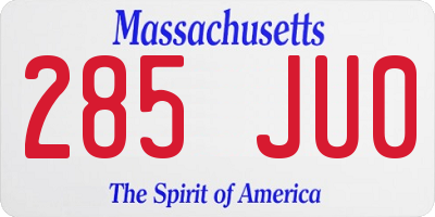 MA license plate 285JU0