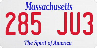 MA license plate 285JU3