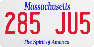 MA license plate 285JU5