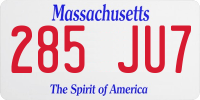 MA license plate 285JU7