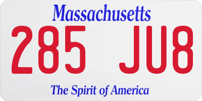 MA license plate 285JU8
