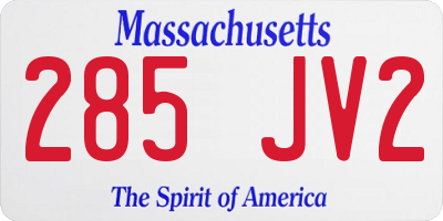 MA license plate 285JV2