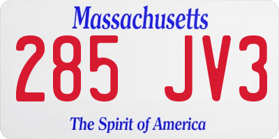 MA license plate 285JV3