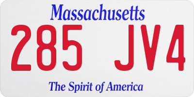 MA license plate 285JV4