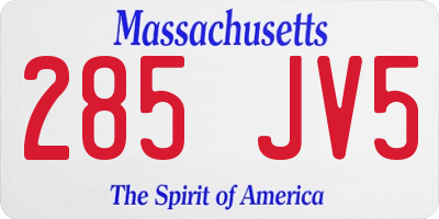 MA license plate 285JV5